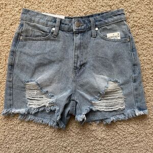 NOTDSTROM BP NWT High Rise Jean Shorts Distressed Denim Raw Hem Blue Size 24